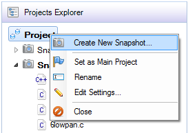 Right-clicking a project